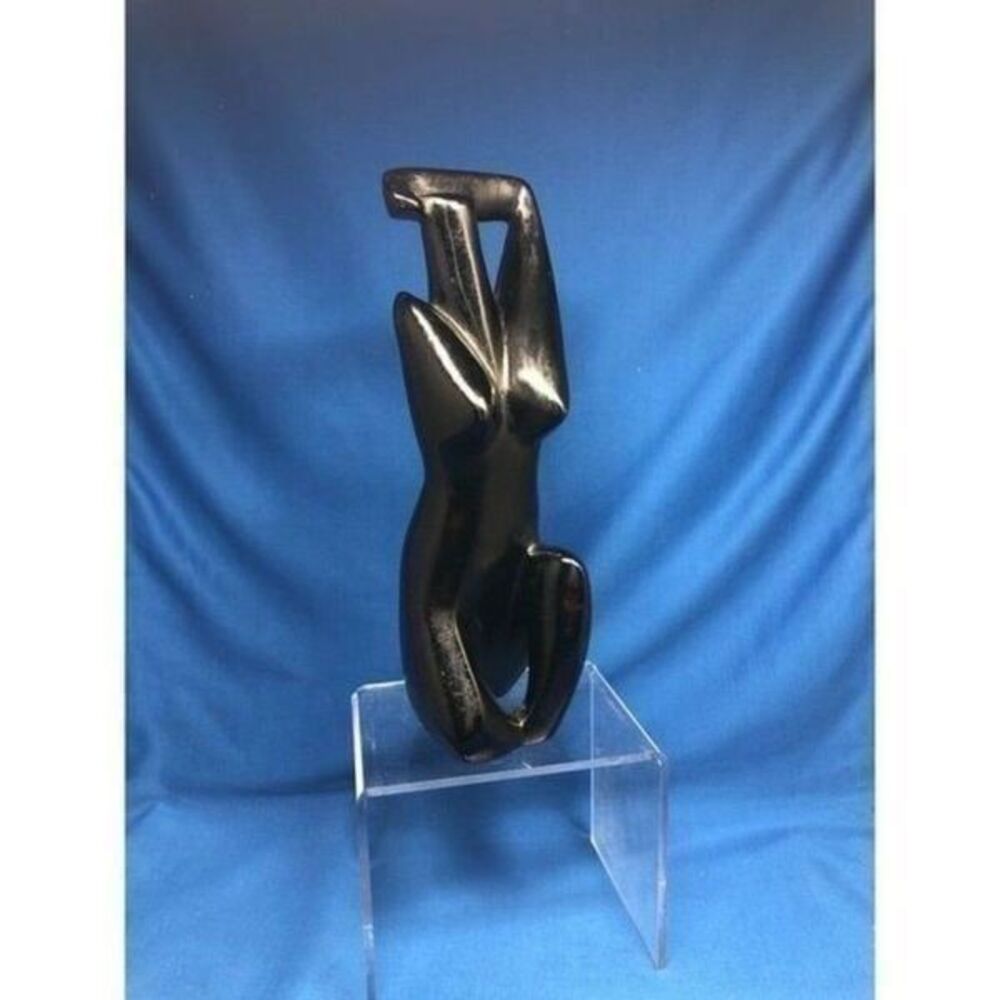 Folk Abstract cubists Kneeling Woman, Modern Haiti Carib Craft, midcentury.